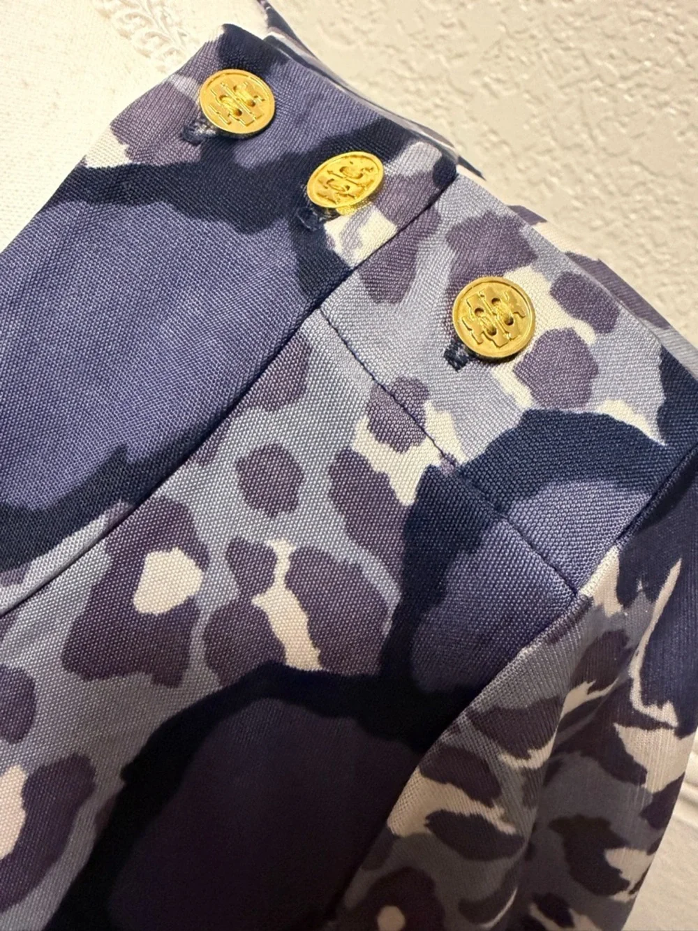 Tory Burch Cory Blue Floral & Animal Print Tie-Waist Silk Dress